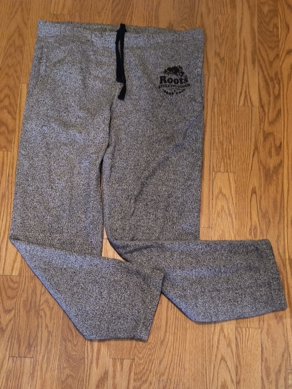 Roots Men's Heather Gray Sweatpants with Black Drawstring, Small